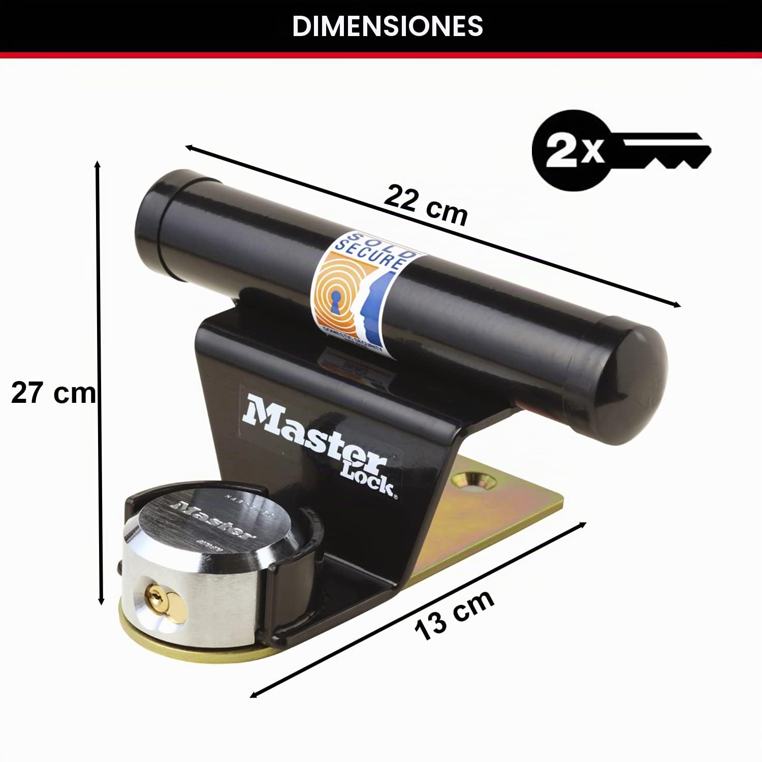 MASTER LOCK Candado para Puerta de Garaje [Certificado] [Universal] 1488EURDAT - Cerraduras para puerta de garage basculante con cerradura de llave