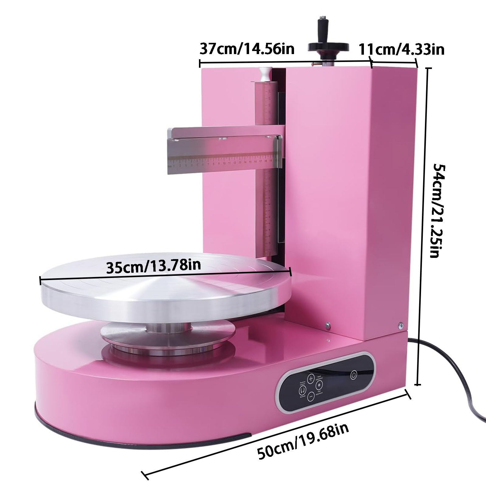 Elektrische Tortendekoration Maschine, 4-12 Zoll Torten Buttercreme Streichmaschine, Professionelle Tortenguss Maschine mit 304 Edelstahlspatel, Elektronische Tasten,Pink