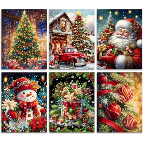 6 Pack Christmas Diamond Painting Kits for Adults, Christmas Diamond