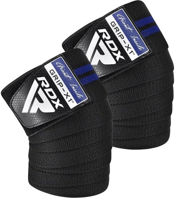 RDX Knee Wraps Pair Weightlifting, Elasticated Straps for Gym Workout Fitness Squats Powerlifting, Men Women Training, Squatting Leg Press