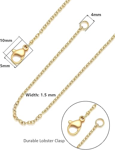 Miniatura 3 de Cadena de acero inoxidable para la fabricación de joyas cadenas de collar LUCKYPADS a granel de 0.059 in, cadenas delgadas de 0.059 in, paquete de