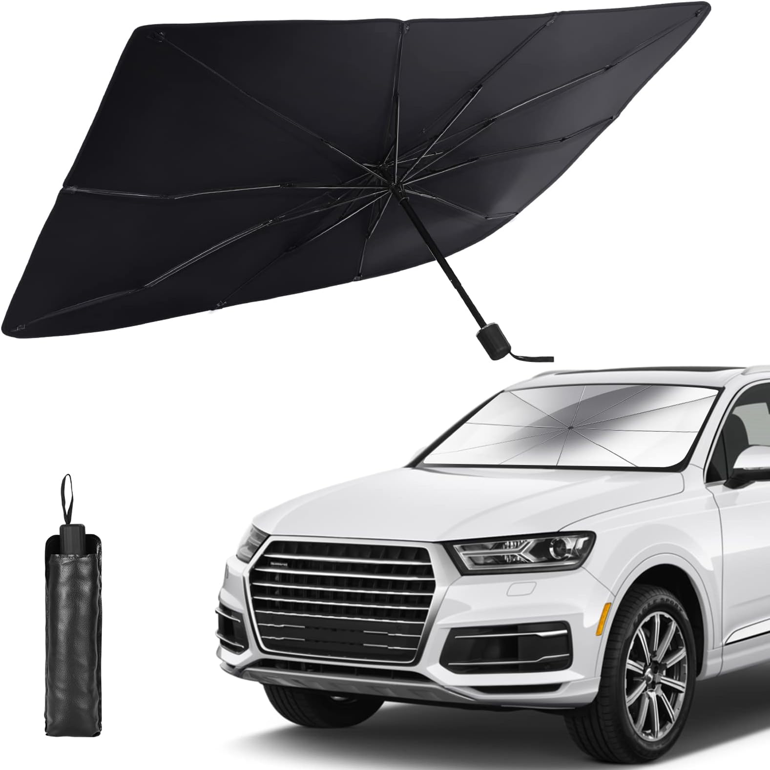 Foldable Car Windshield Umbrellas, Sun Shade Umbrella for Front Windows, Suitable for Windshields of Various Car Models (Large)