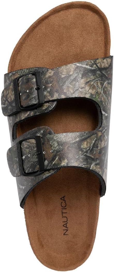 Nautica Men's Sandals - Casual Slides with 2 Adjustable Buckle Straps and Cork Footbed for Ultimate Comfort and Style (Regular/Wide Width, Big Size)