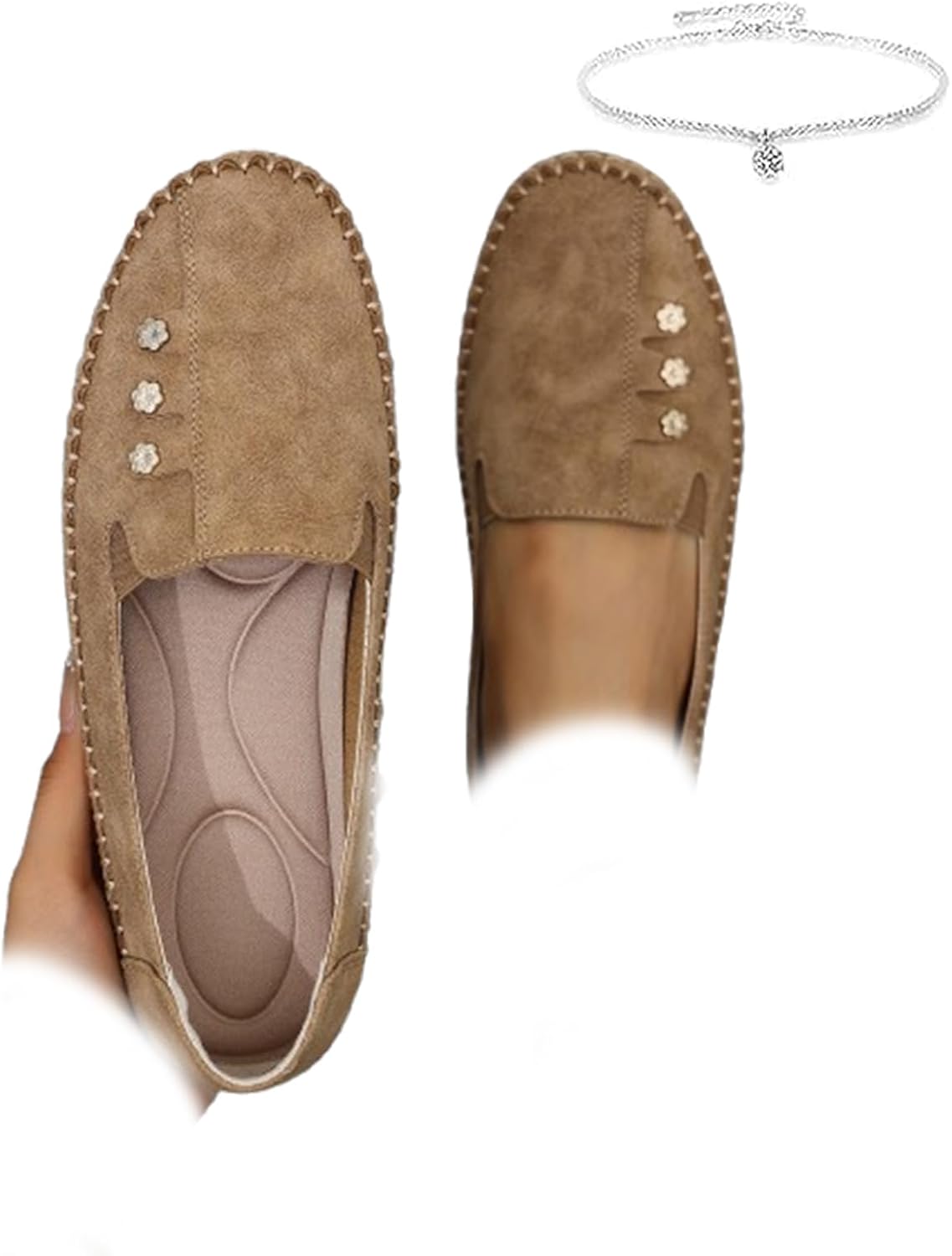 Orthopedic Loafers for Women, Orthopedic Leather Shoes, Lightweight, Anti-Slip, Breathable for Women Slip On Flat-Soled Comfortable Soft Leather Loafers