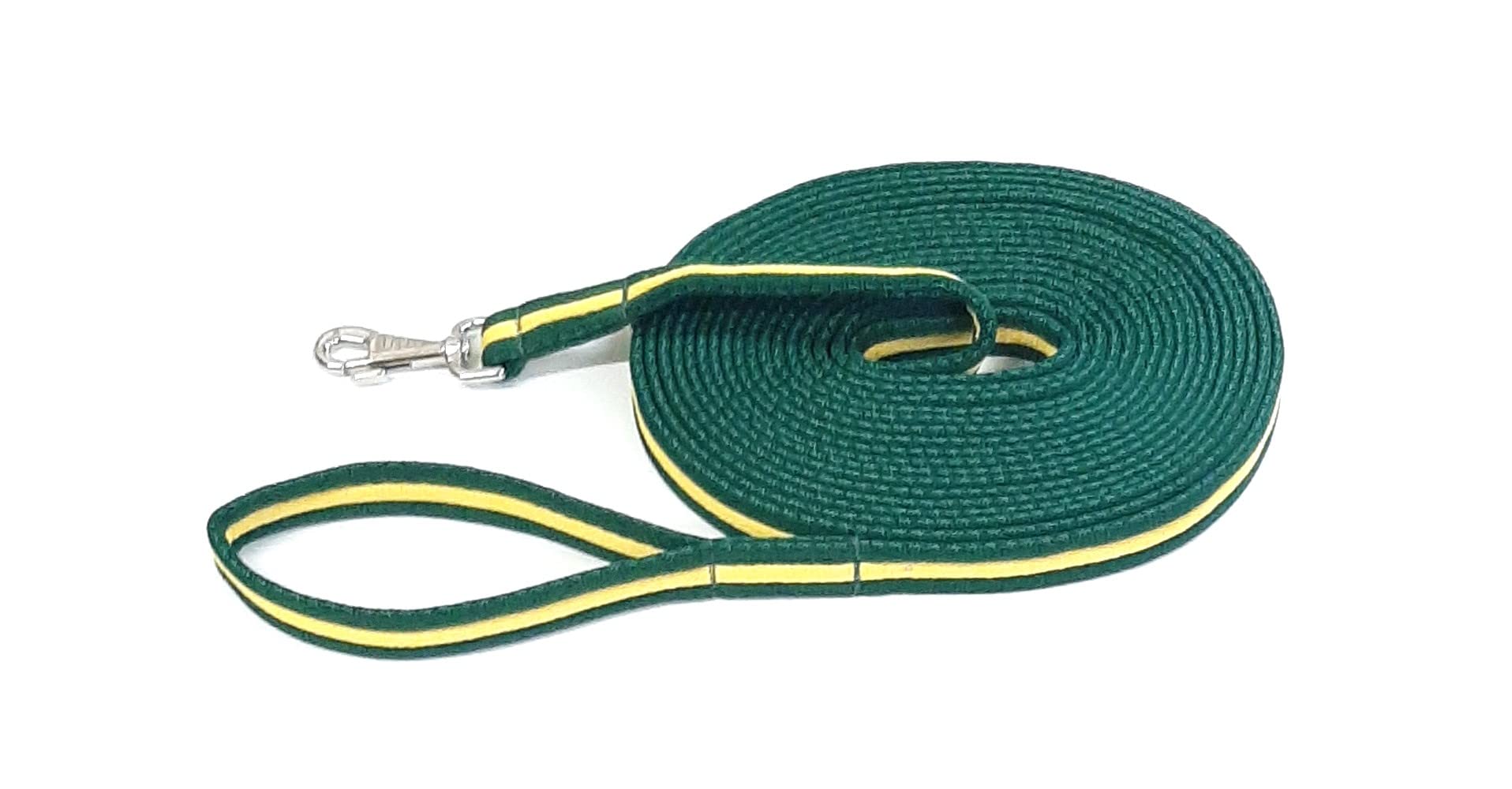 Horse Lunge Line/Large Dog Training Walking Lead Leash 25mm Padded Air Webbing Strong Very Soft Durable (30ft, 9 Metres) (Forest Green/Yellow) — image 1