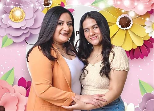 Miniatura 2 de Lofaris Fondo de fotografía para el día de la madre, diseño de corazón de amor, flores moradas y rosadas, para mujer, feliz día de la madre,