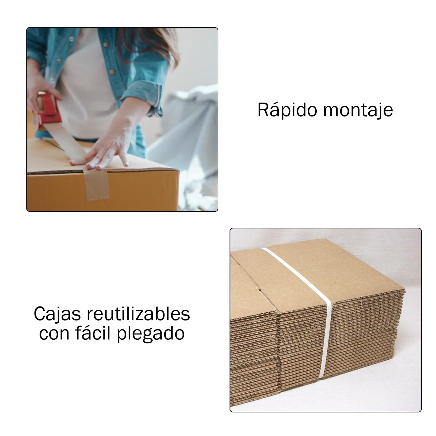 MERCURY- PACK 10/20 Cajas mudanza y Almacenaje Ultra Resistentes + Precinto, Cajas de Carton con Asas para fácil manejo,box grandes y pequeñas,Reutilizables (10 Cajas 50x30x30CM 45Litros)