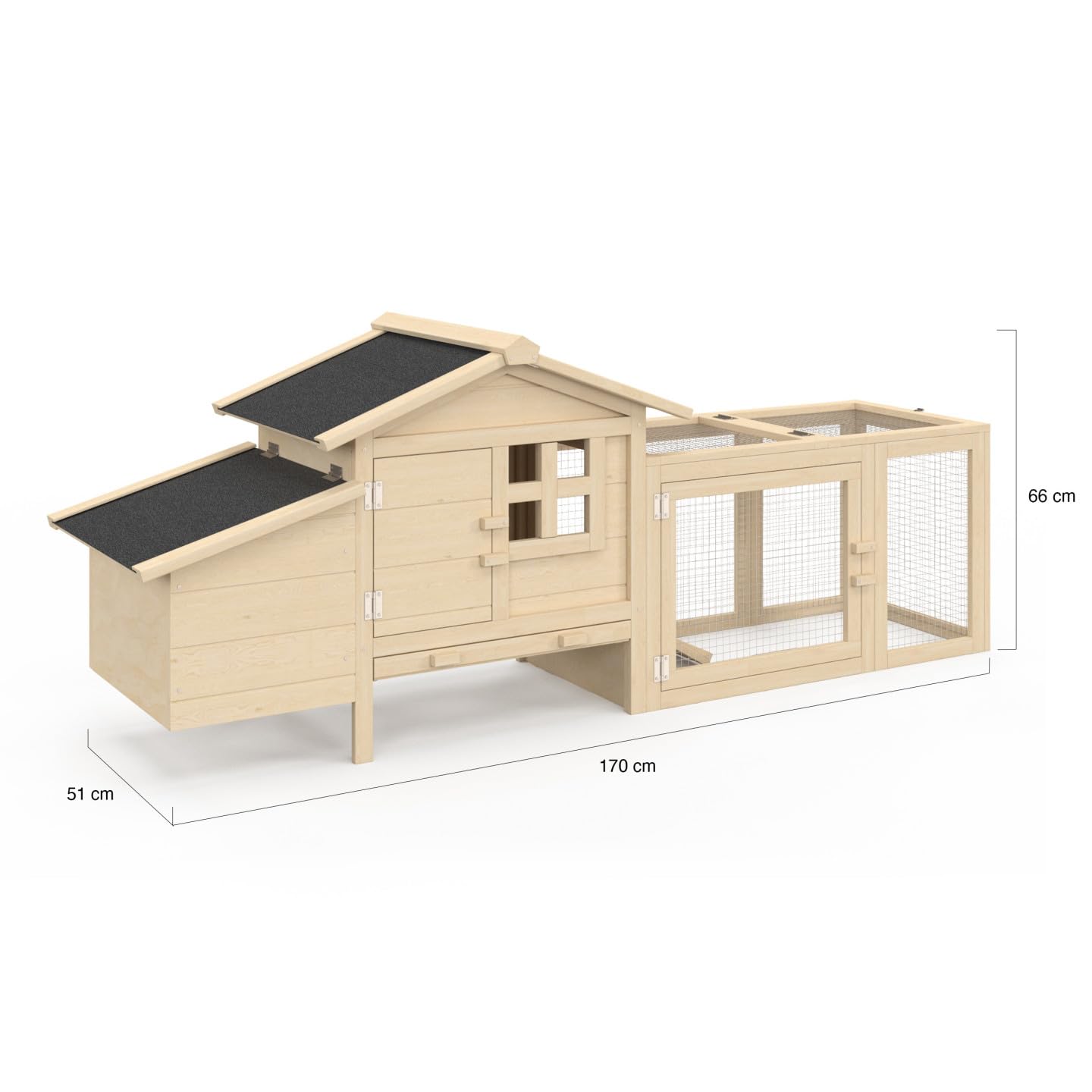 IDMarket - Poulailler clapier en Bois sur pilotis avec pondoir enclos et tiroir à déjections 2 Poules