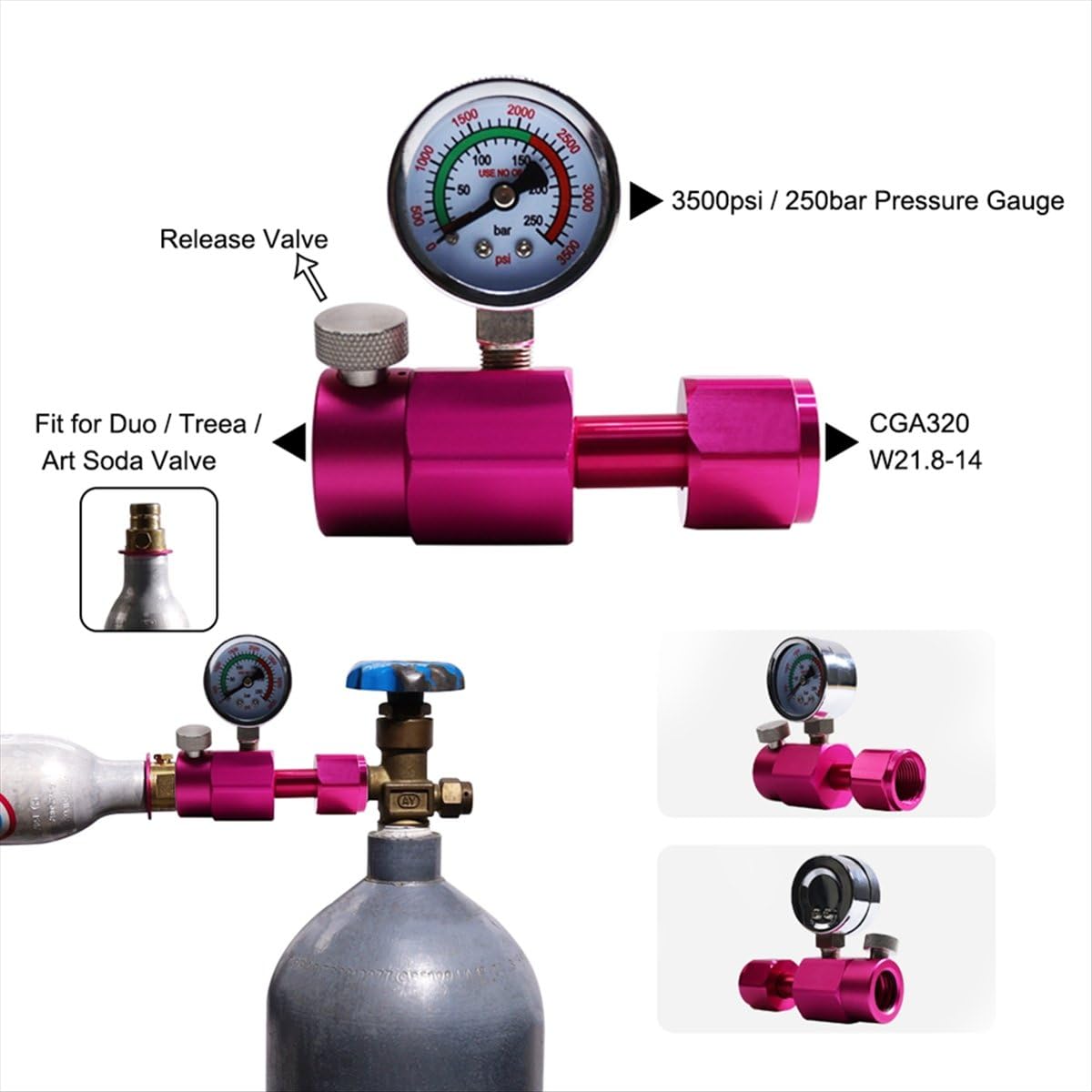 Adattatore di ricarica CO2 Soda Refill Duo Art Terra Quick Connect Cilindro da anidride carbonica W21.8-14