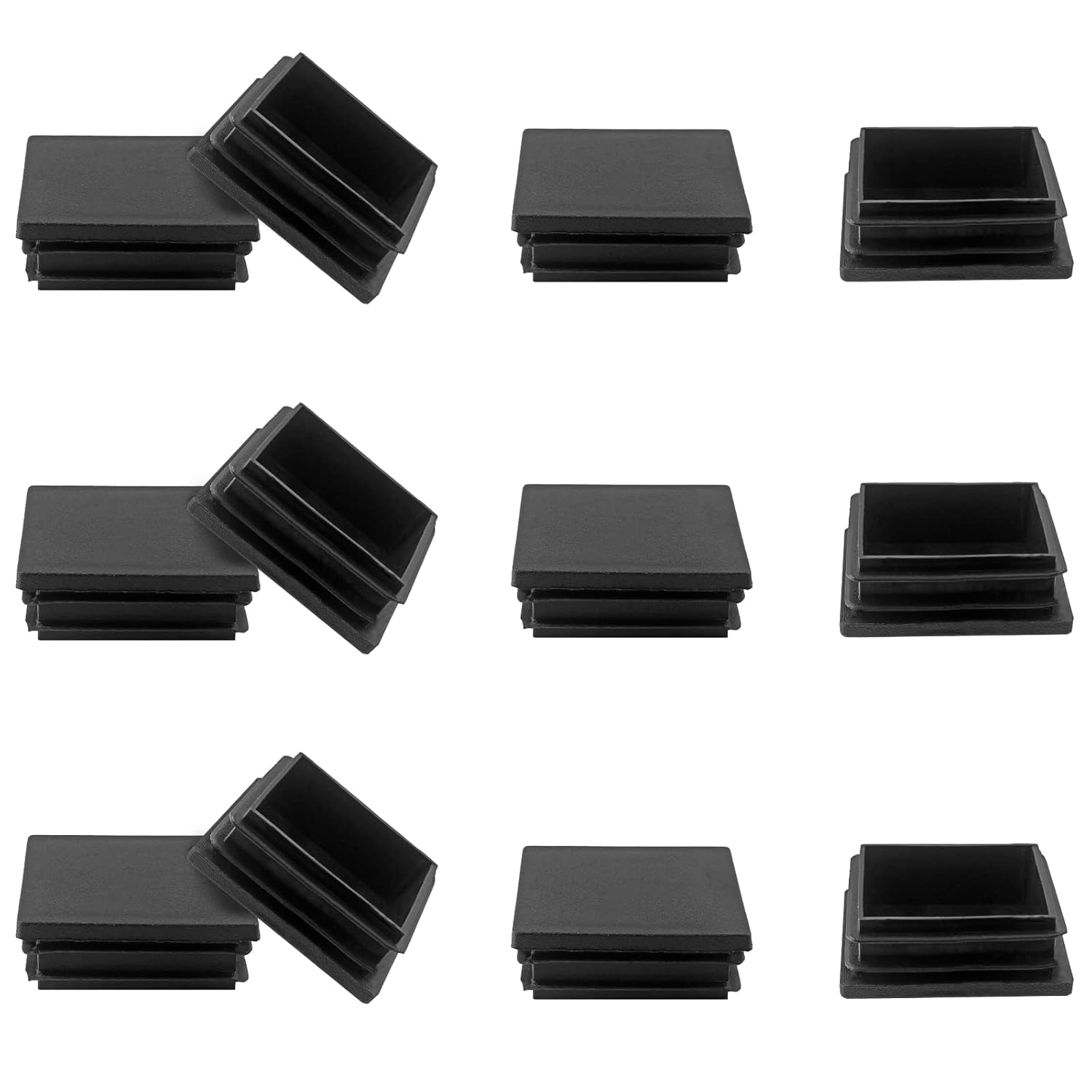 Kemcatui 12 Pcs 2" x 2'' Square Tubing End Caps, Black