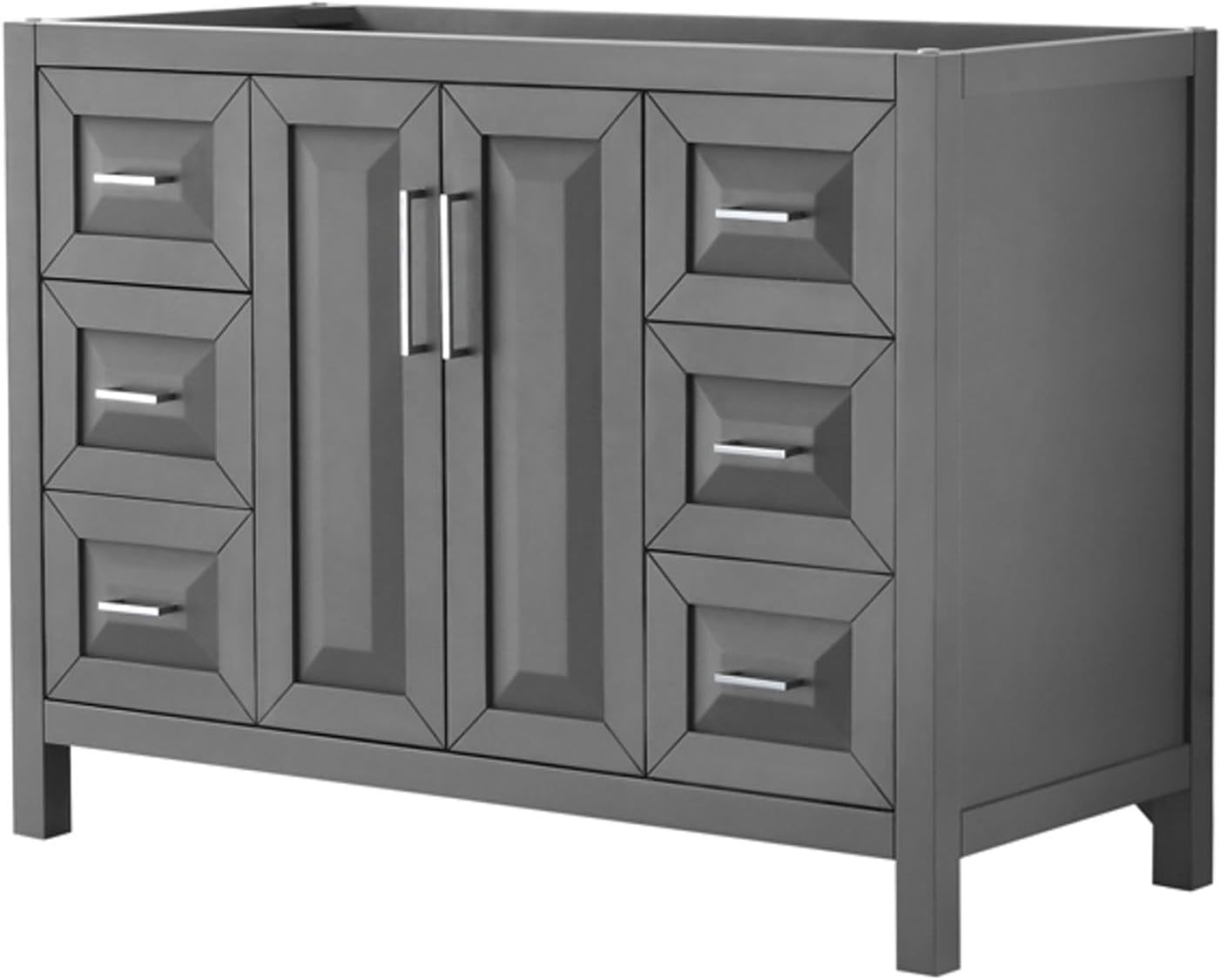 Wyndham Collection Daria 48 inch Single Bathroom Vanity in Dark Gray, No Countertop, No Sink, and No Mirror
