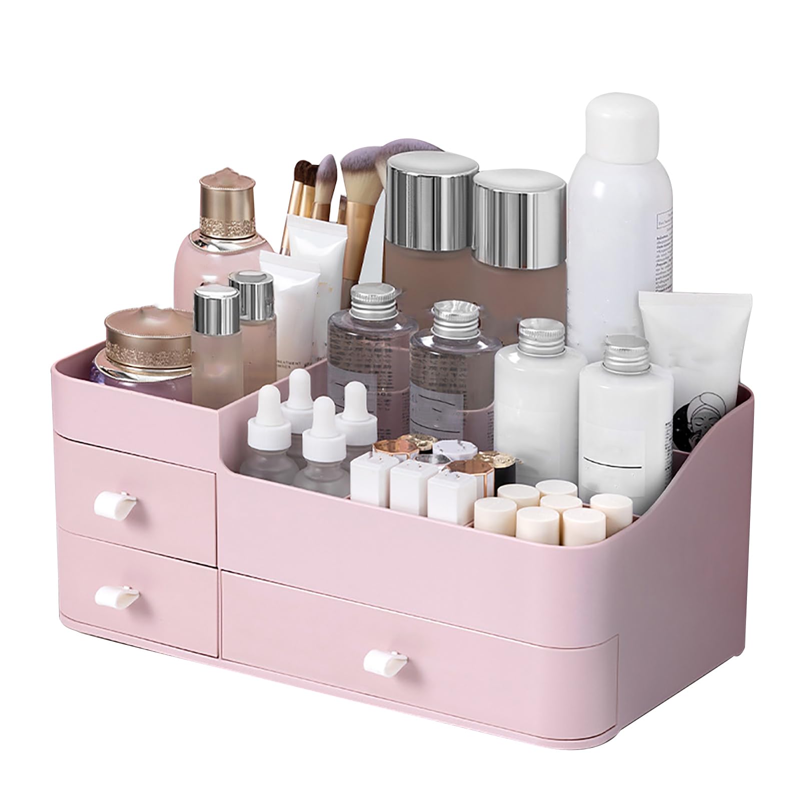 Organisateur de maquillage avec tiroirs, boîte de rangement pour cosmétiques, vitrine de beauté en plastique pour pinceaux de maquillage, rouges à lèvres, palette de fards
