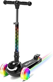 Nova 3-Wheel Kick Scooter for Kids | Lean-to-Steer Design with LED Light-Up Wheels | Adjustable Handlebar | Foldable Frame for Easy Storage | Safe & Fun Ride for Ages 3+ | LT‑7004