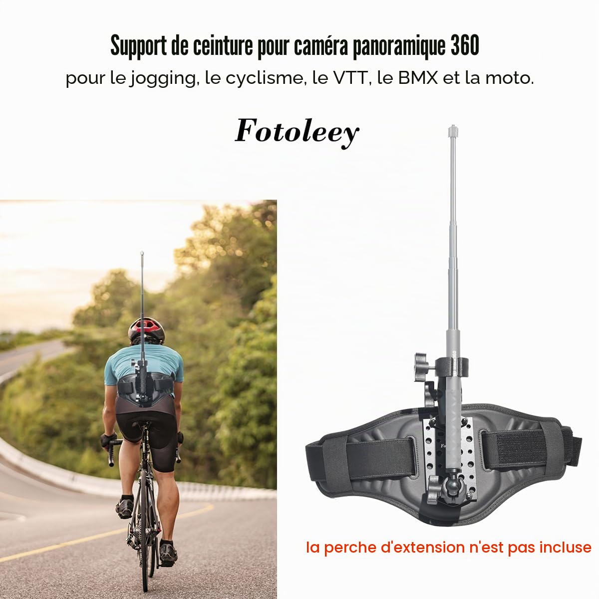 Waist Mount Back Bar Barre arrière pour Insta360 X5/ X4, X3, One RS, Ace Pro, GoPro Hero 12, Max (Barre d'extension Non Incluse)
