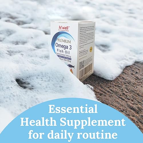 Miniatura 2 de Hi Well Premium Omega 3 Aceite de pescado concentrado 500 mg 300 cápsulas blandas (paquete de 3)