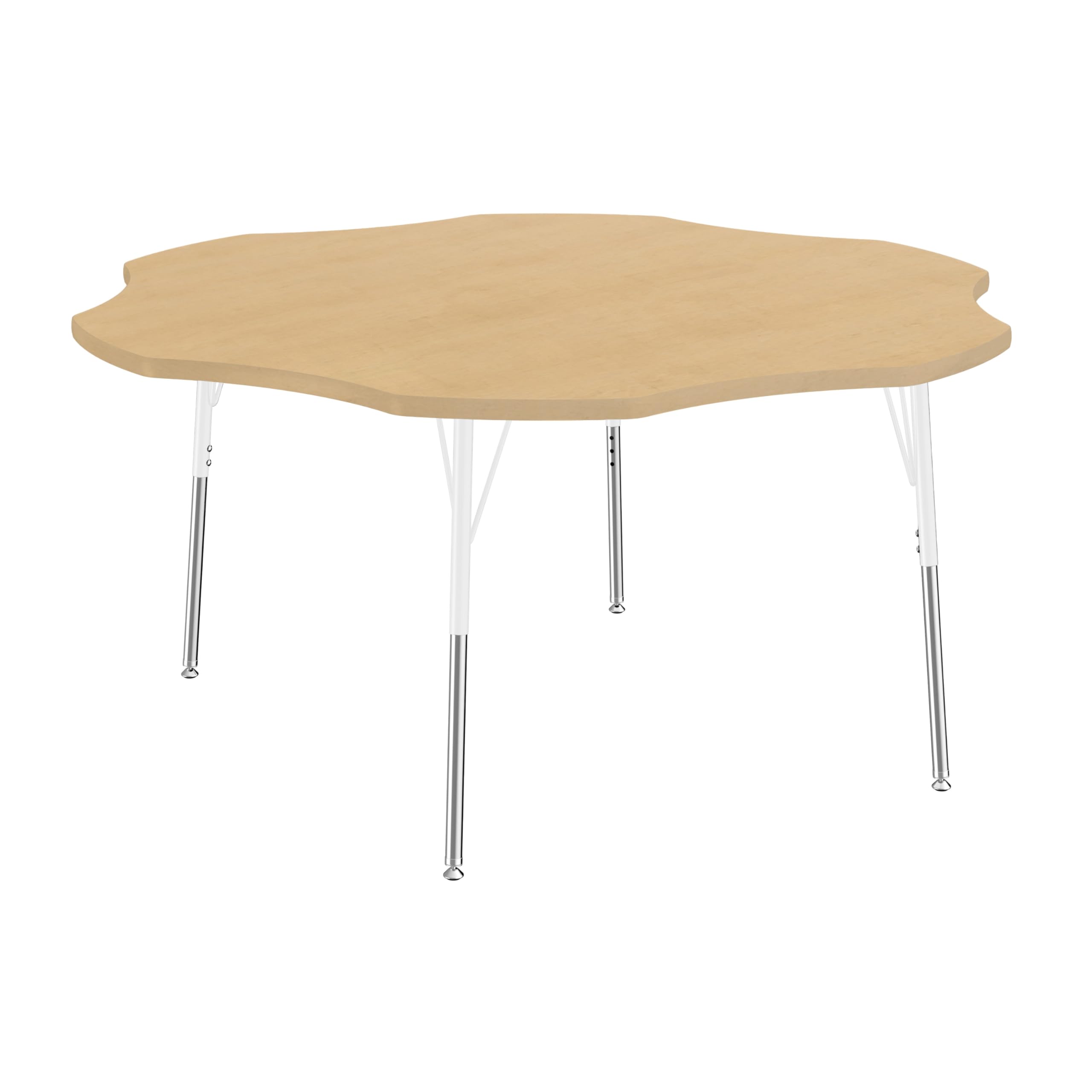 FDP 60" Flower Woodgrain Table w/Swivel Glide Legs - Maple Grain/White