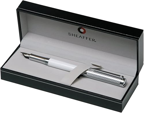 Miniatura 2 de Sheaffer Intensity, color blanco barril grabado espiral tapa, (cromo, pluma estilográfica Punta Fina (e0924043)