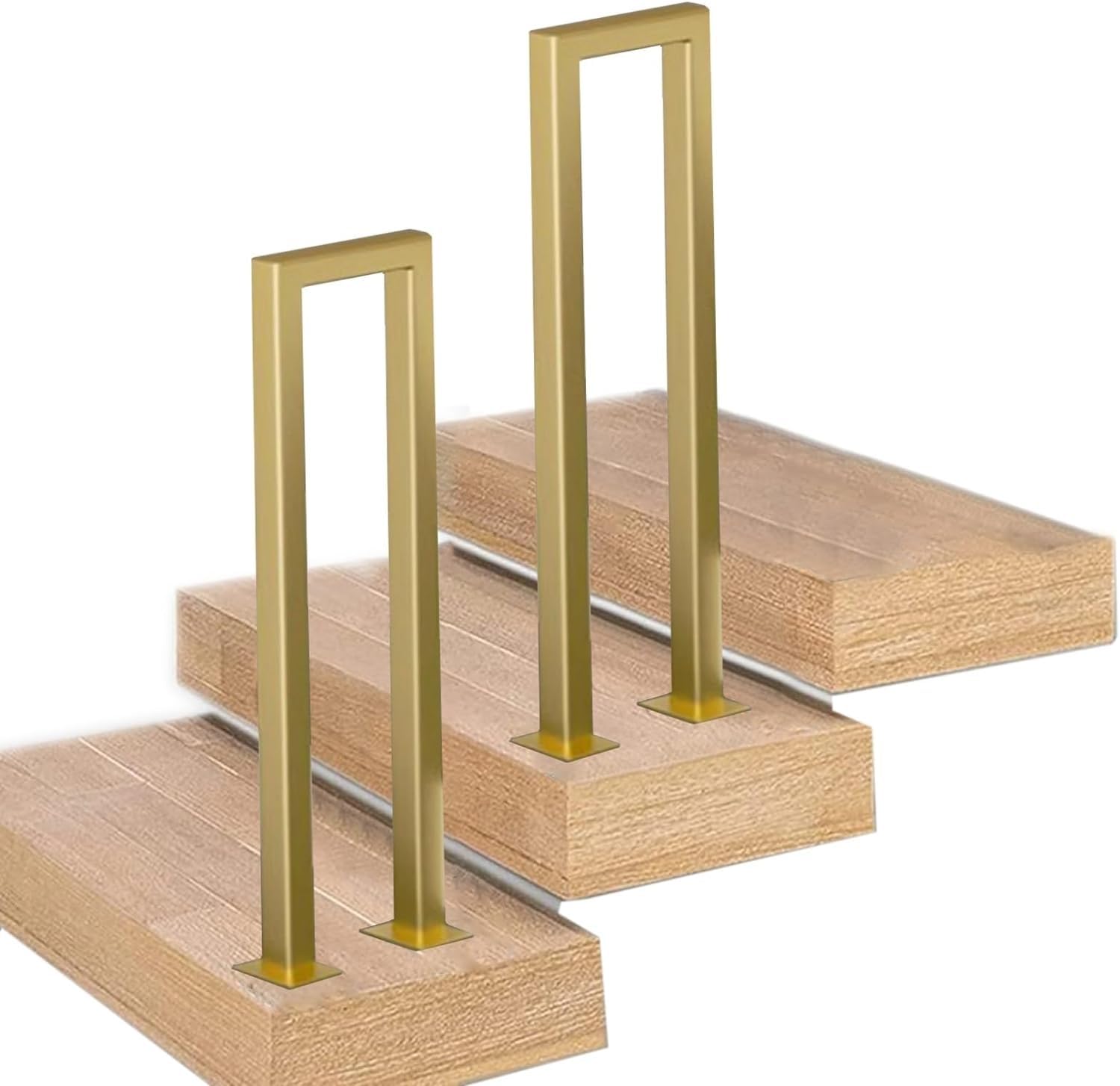 Fkxsxaz 2 Pcs Stair Railing Deck Balusters Non-Slip Safety Railing, Gold Metal Iron Handrails Support Poles, Staircase, Load 400Lbs For Balconies Hallways,-55Cm/21.6 In