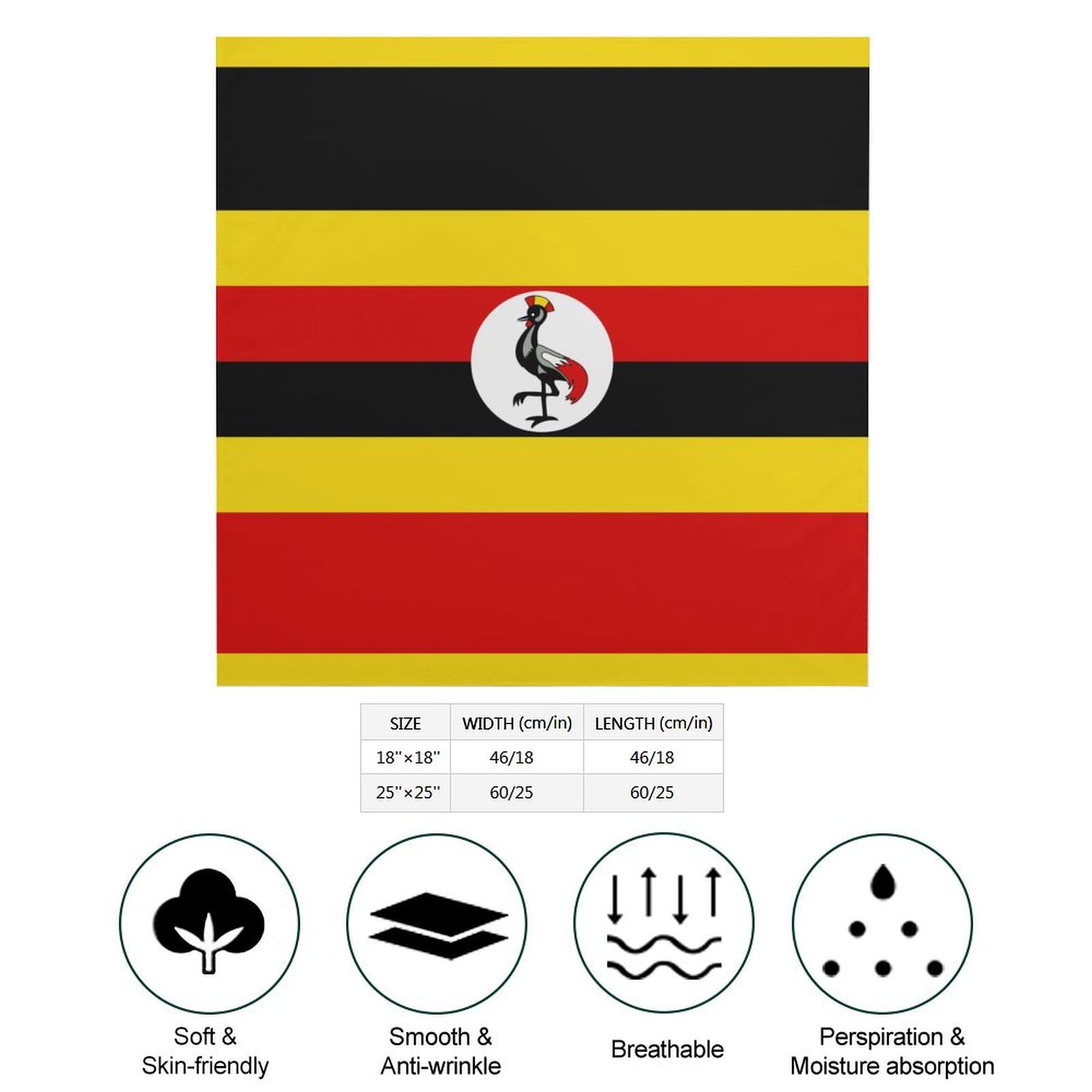 WXENAIEDK Flag of Uganda Bandanas Multi-Purpose Scarf Headband Handkerchiefs for Women Men