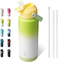 Vista 20 de BJPKPK - Botella de agua aislada con tapa de popote, termo grande de 40 onzas, botellas de agua de acero inoxidable libres de BPA a prueba de fugas