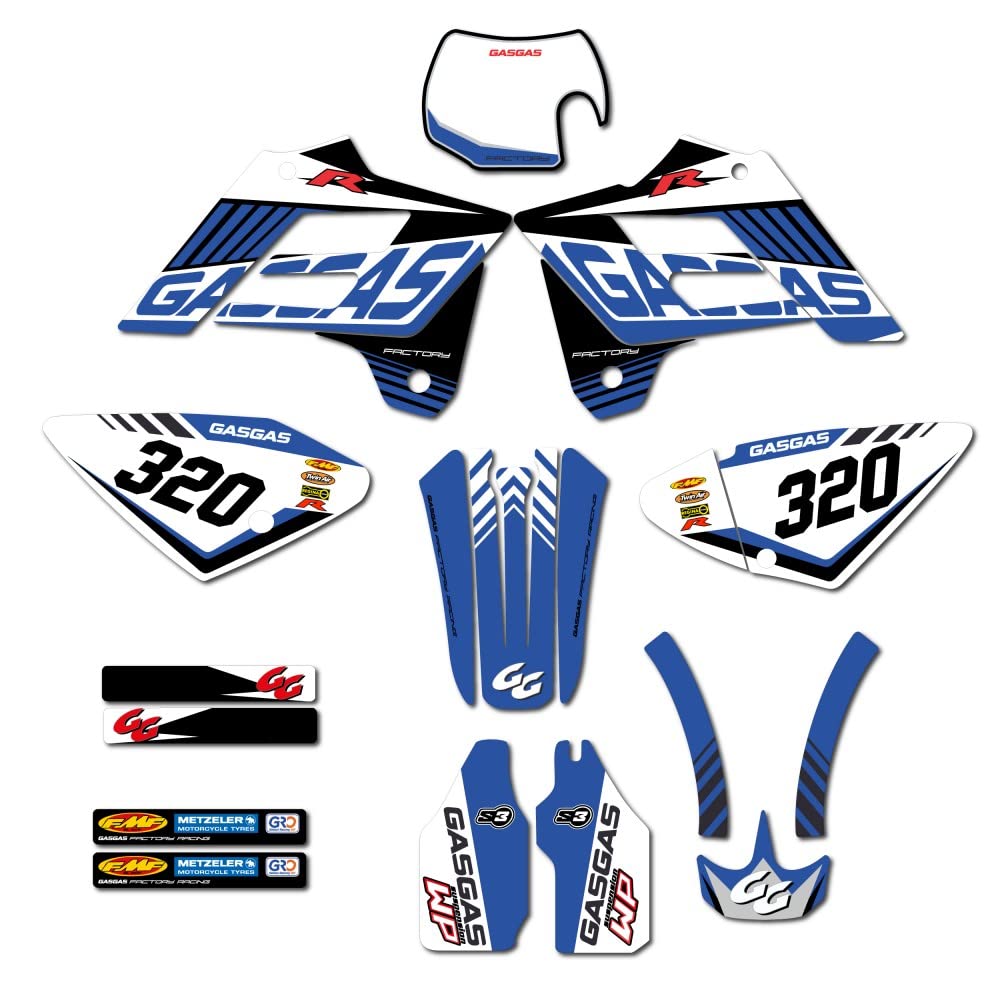 Kit autocollants Gas-Gas EC 02-06 bleu masque rayures moto enduro
