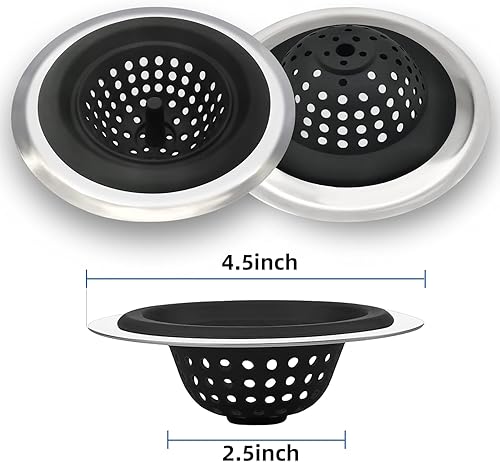 Miniatura 2 de Paquete de 2 coladores para fregadero de cocina de 4.5 pulgadas de diámetro, escurridor de fregadero de cocina de silicona flexible de buen agarre,