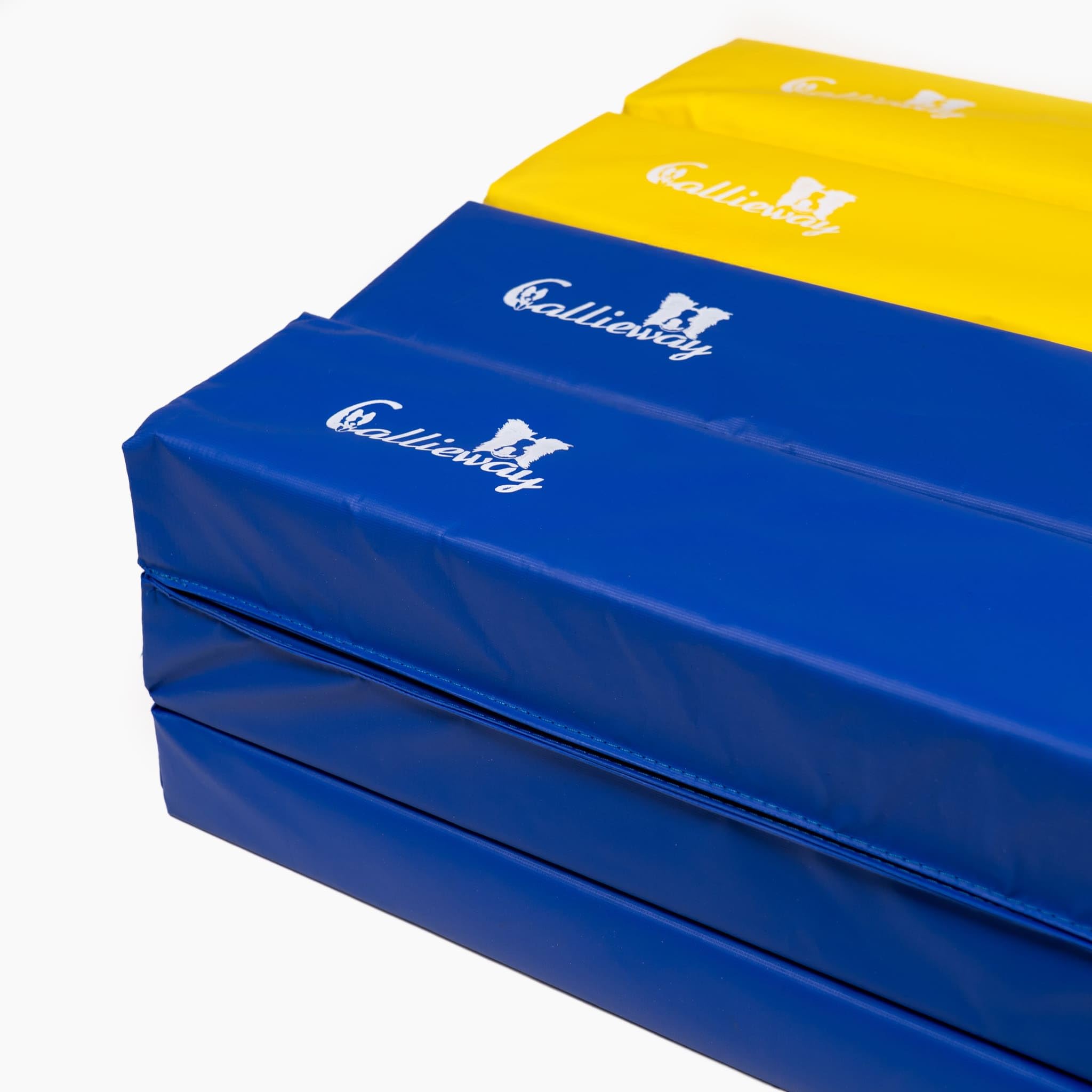 Callieway® Runway Bodenarbeitsbahnen, 4er Pack Soft-Dualbahnen für Hundetraining & Pferdetraining, 2X Gelb & 2X Blau