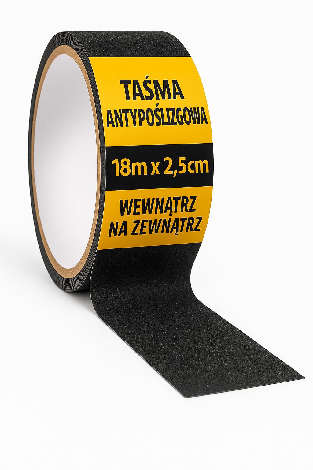 Taśma antypoślizgowa [18 m × 2,5 cm] | Czarna | Samoprzylepna taśma zabezpieczająca schody i podłogi | Do wnętrz i na zewnątrz | Paski antypoślizgowe na stopnie