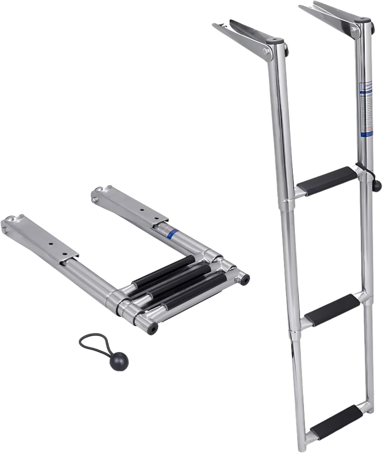 White Water – 3-Step Narrow Telescoping Over Platform Boat Ladder | 304 Stainless Steel Folding Marine Boarding Step for Compact Swim Platforms, Pontoon Boats, Powerboats, Sailboats, Docks - B00301NRW