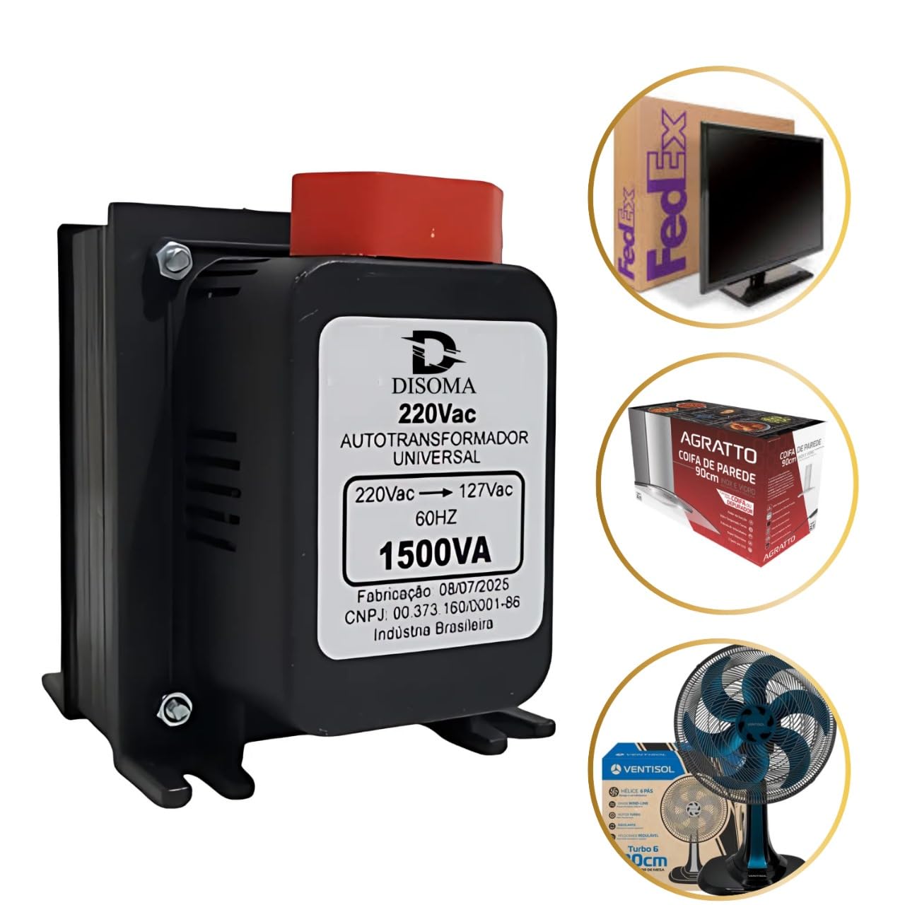 Transformador de Voltagem Disoma Bivolt 1500VA 110V/220V Suporta