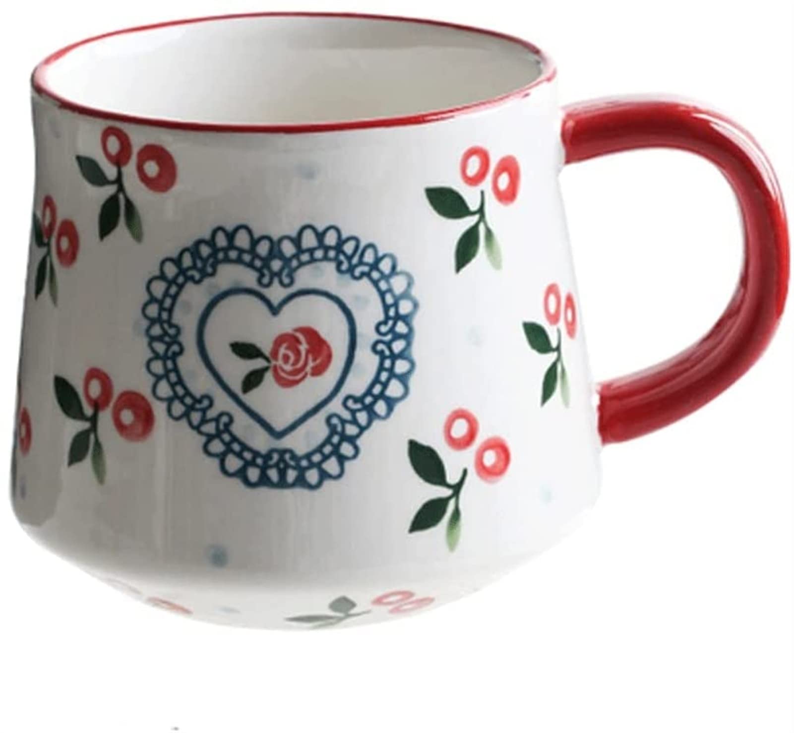 Tazze da caffè in Ceramica in Ceramica Grande capacità ciliegio Rosa Tazza di Acqua cereale tè Latte Tazza for Home Office Regalo Tazza di caffè (Color : Red, Size : One Size)