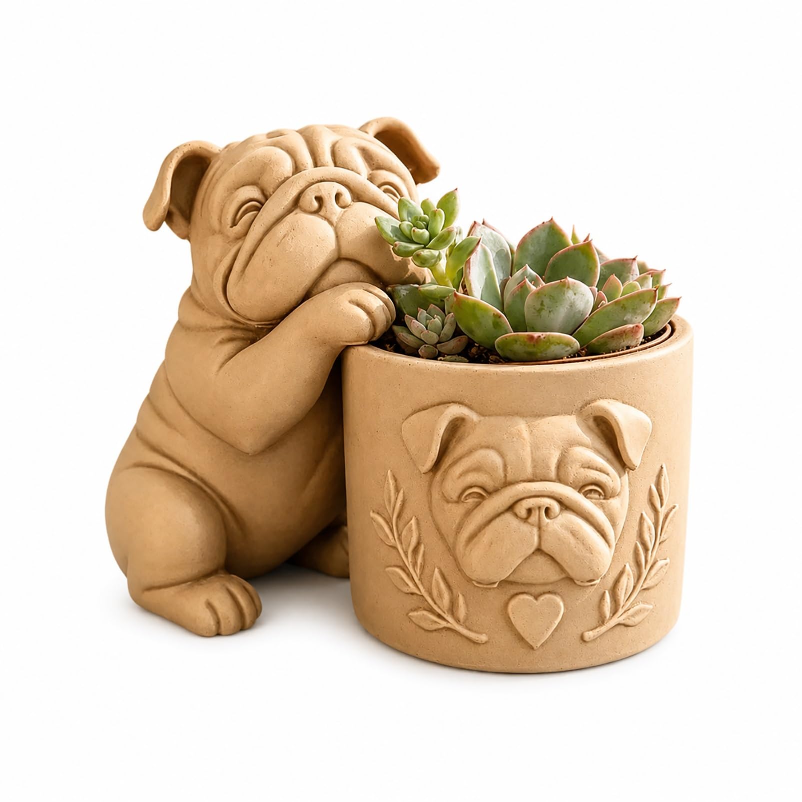 CASOME 3D Printed Bulldog Planter For Succulents, 3.9in Decorative Pot