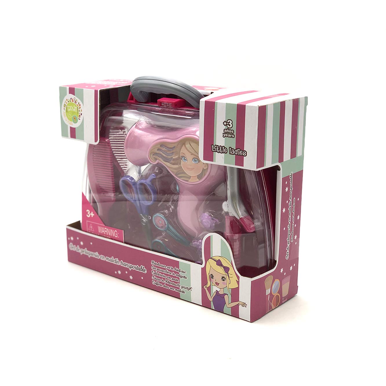 Tachan- Set Salon DE PELUQUERIA EN MALETIN TRANSPORTABLE, Multicolor (764T00411)