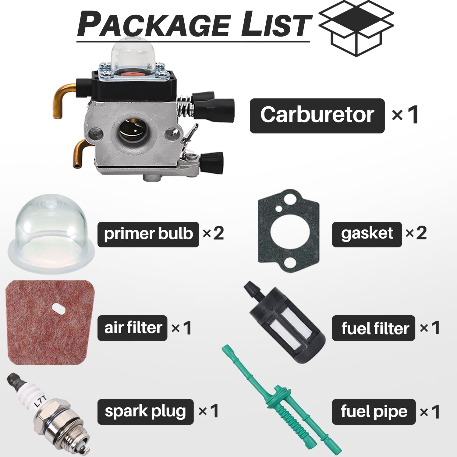 Kit Carburador para STIHL FS55 FS55R FS38 FS45 FS46 FC55 KM55 Desbrozadora, Carburador de Desbrozadora FS55 R Repuestos Carb 9 en 1 Incluye Juntas, Filtro Aire, Bujía