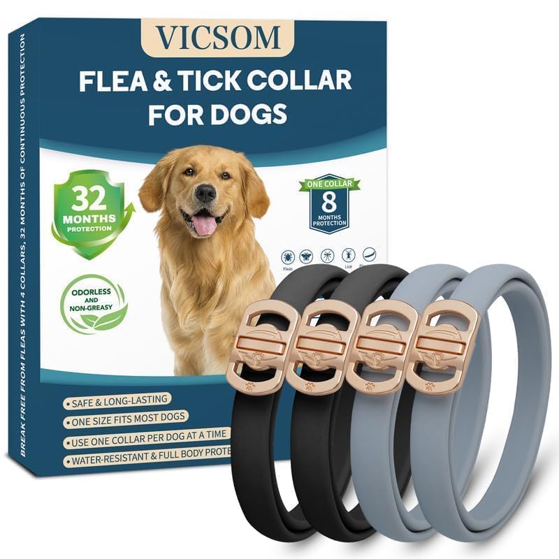 Flea and Tick Collar for Dogs 4 Pack, 32 Months Prevention, Water...