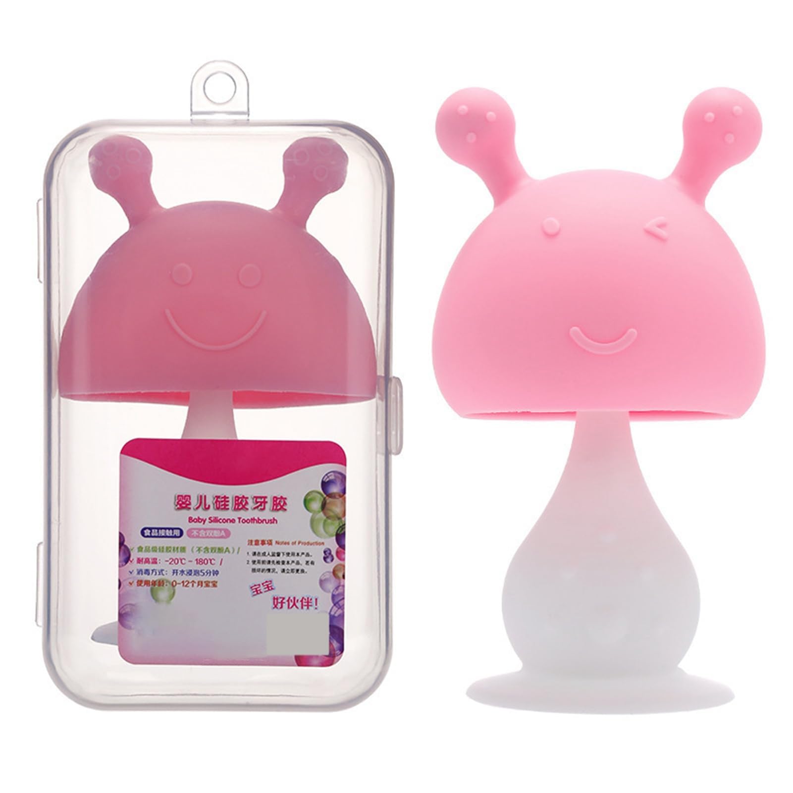 Mumoo Bear Silicon Teether for Baby Rattle Teething Toy for Infants and Babies Hand Chewing Gum Soother for Toddler with Rattle Sound BPA Free Easy-to-Hold, Soothes Sore Gums 6-12 Months (Pink)