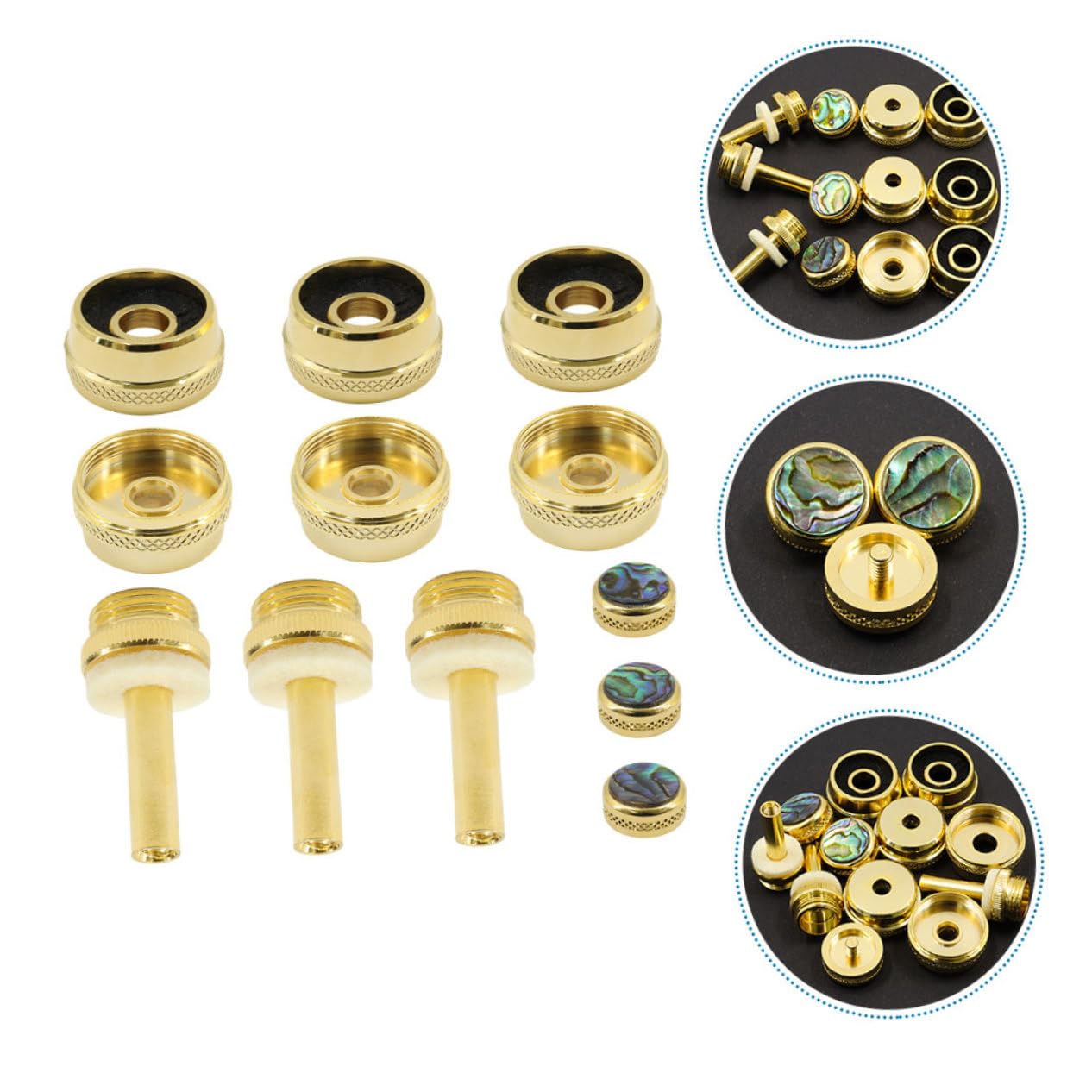 Botones de Pistón para Trompeta, Dorado de Metal, Accesorios para Instrumentos Musicales, Repuesto para Músicos
