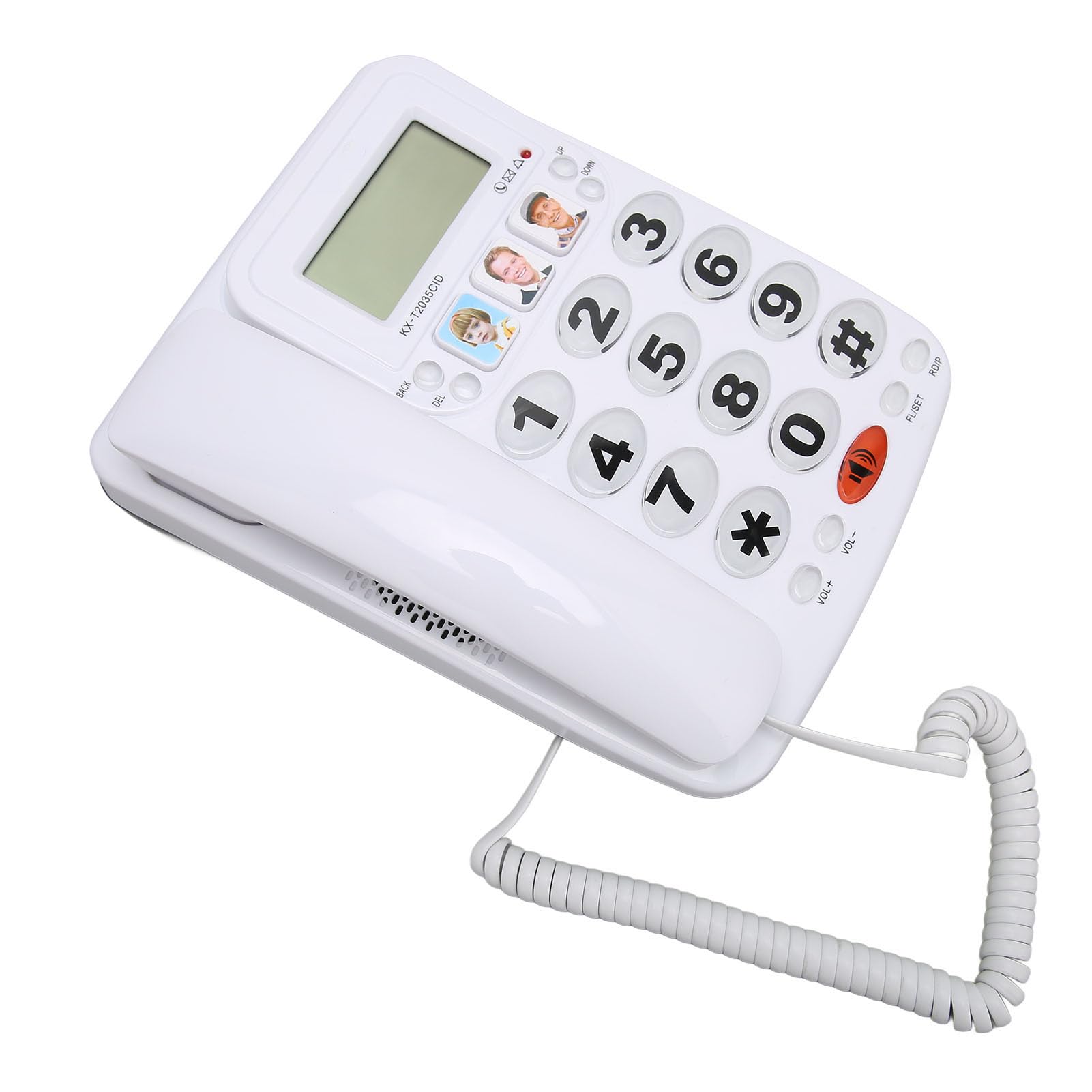 Telefono fisso Telefono domestico con doppia porta Suono nitido Ricomposizione ultimo numero Funzione Mute Volume del telefono con filo regolabile (Blanco)