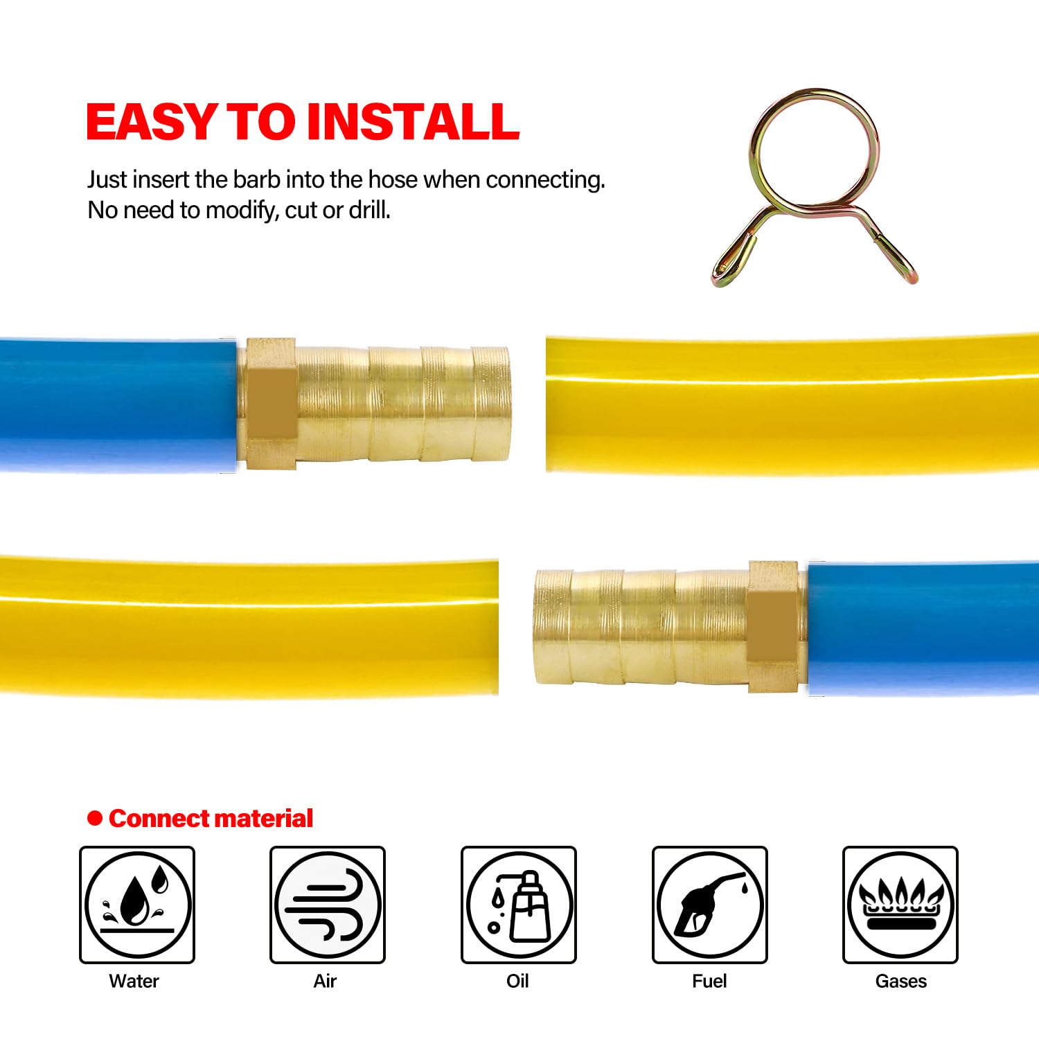 ZHIYUQL® 12 Pièces Raccord Durite Essence Laiton 6/8/10/12 Mm Avec 12 Colliers De Serrage Et Tournevis, Raccord Gaz Durite Pour Air, Eau, Gaz, Huile