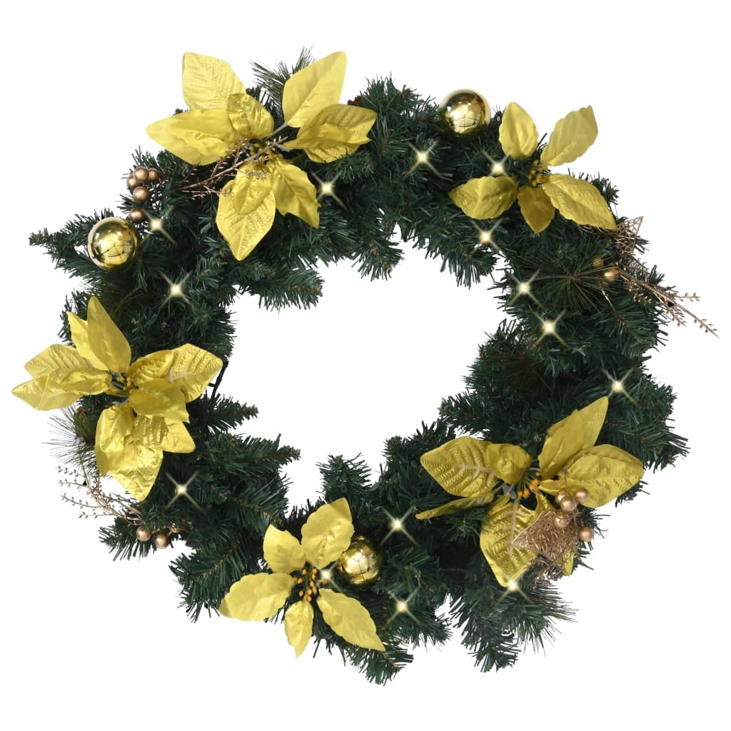 Ghirlanda natalizia con luci a LED, verde, 60 cm, in PVC, funzionamento a batteria, con 20 LED, per interni ed esterni, elegante decorazione natalizia, luce d'atmosfera, illuminazione per
