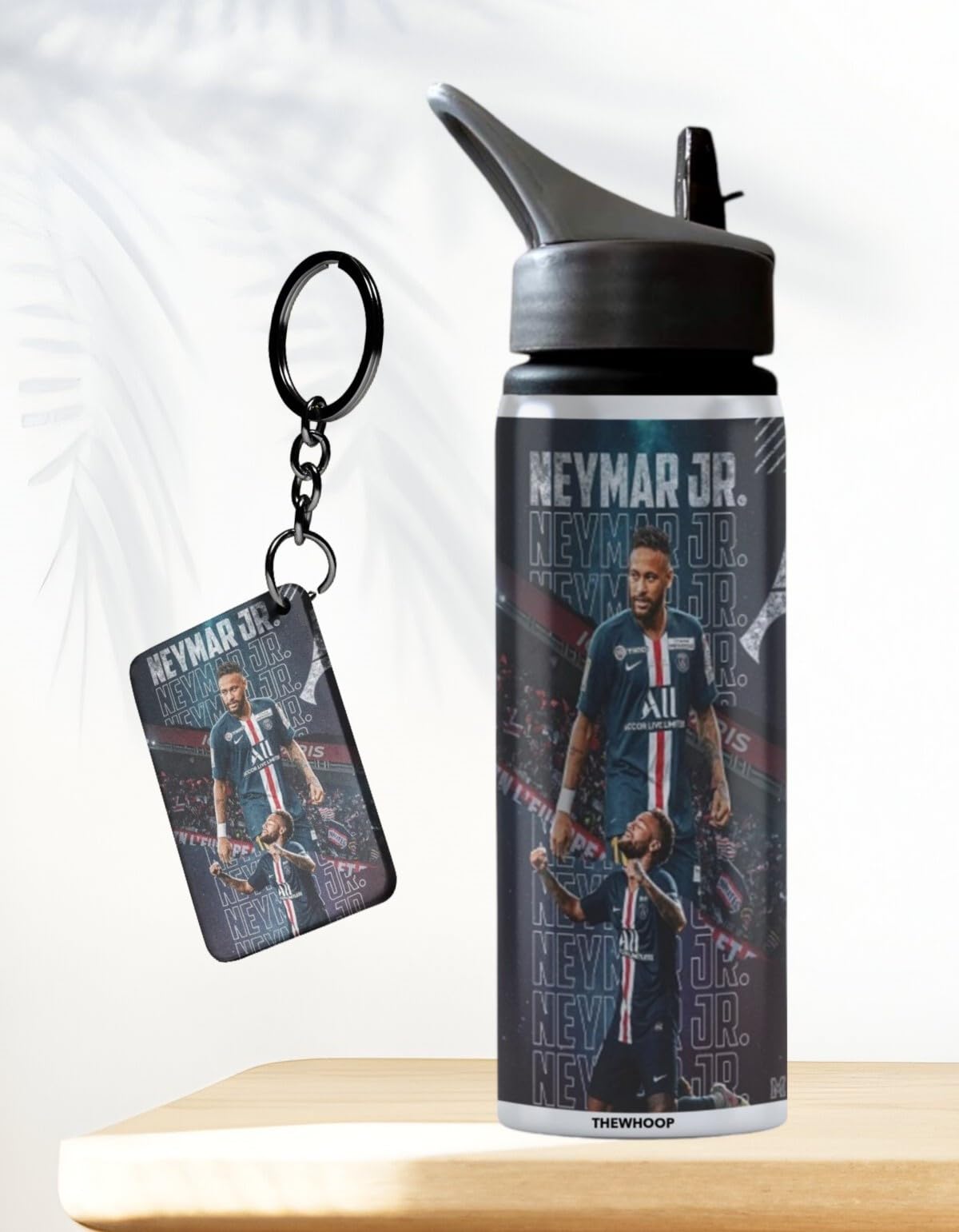 THEWHOOP Neymar Printed Sipper 750 ml Aluminium Bottle & Keychain Combo with Holding Grip Feature | Gym & School & Office Water Bottle Best Gift for Football Sports Fans (GREY) (B0DG5TZB21) Amazon Price History, Amazon Price Tracker