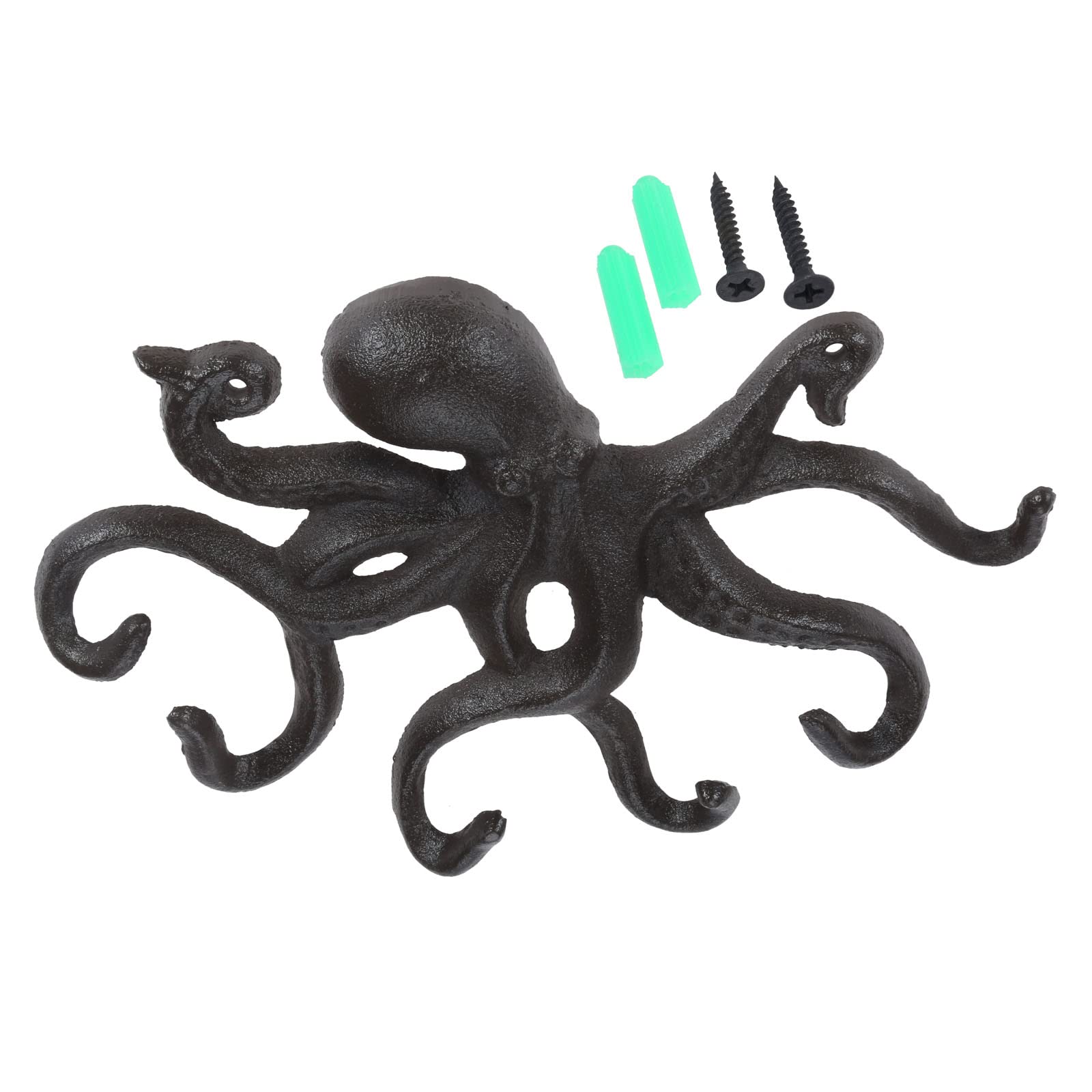 Mgoodoo Octopus Coat Hooks for Wall Towel Hooks Cast Iron 25.5 x 16.5 x 6.5 cm with Screws Heavy Duty Screw in Wall Hooks for Robe or Cloths Hanger
