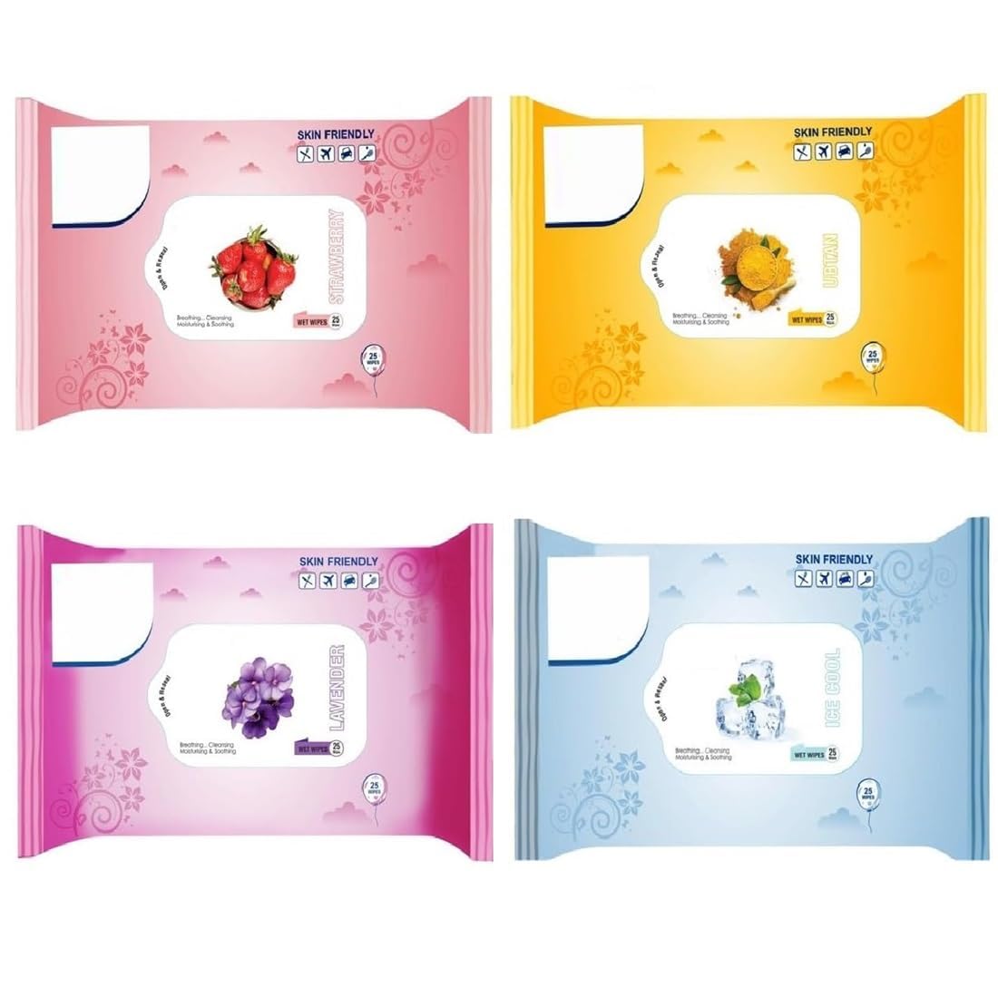 Refreshing Wet Wipes With 4 Different Fragrance, Facial Wet Wipes For Face And Travel Use For Girls And Boys Pack Of 4-image-24
