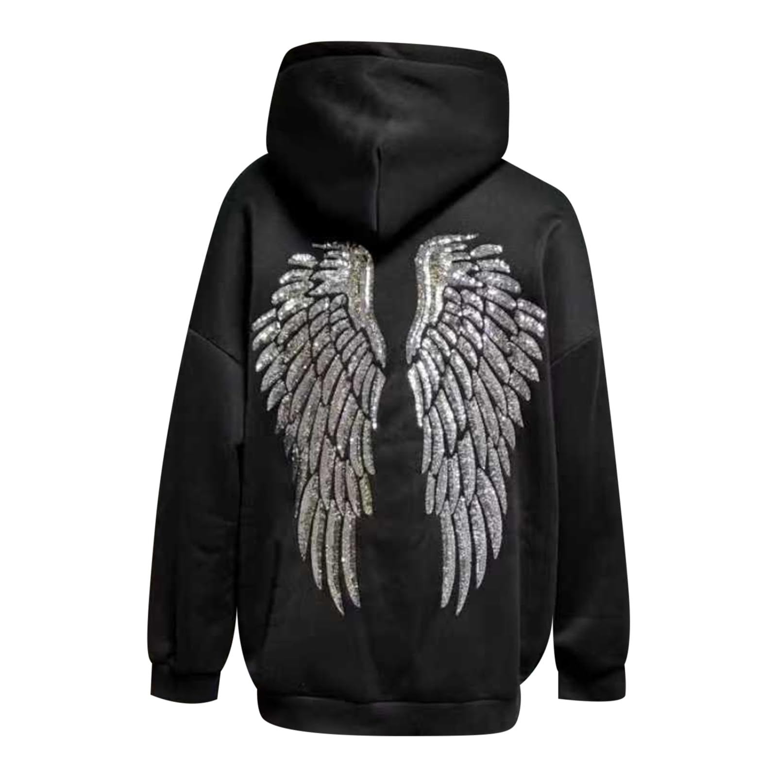 Sweat à Capuche Femme pailleté avec Ailes d'ange, Coupe Oversize Tendance Automne-Hiver, Pull Hoodie Confortable et décontracté, Style Streetwear Y2K, Festivals et Sorties Entre Amis