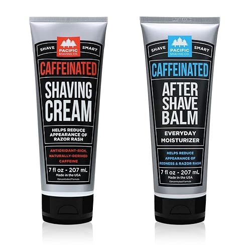 Pacific Shaving Company Juego de crema de afeitar con cafeína y para después del afeitado - Kit de afeitado para hombres - Antioxidante + crema de