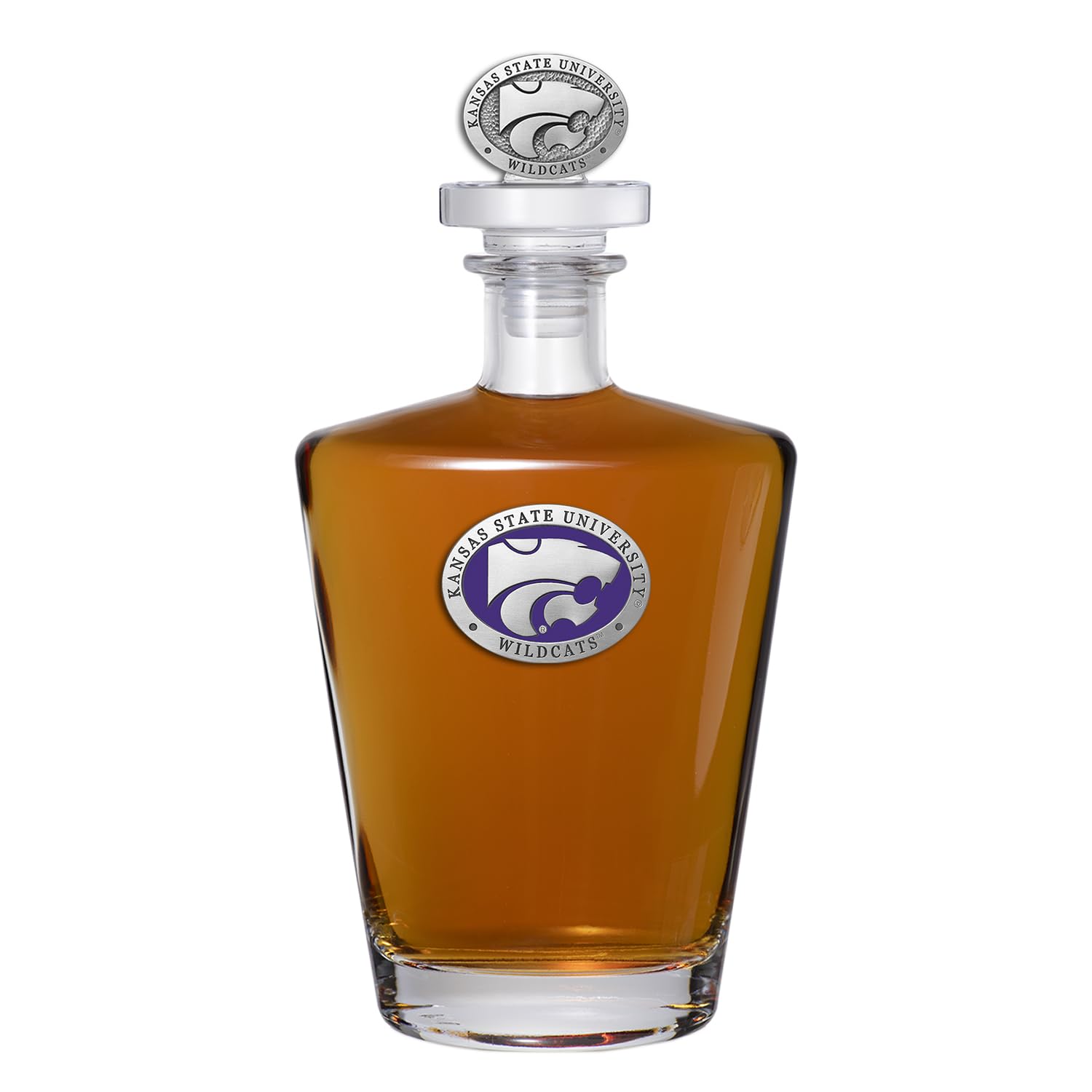Heritage Pewter Kansas State Royal Decanter with 3D Stopper | 30 OZ Liquor Pourer | Expertly Crafted Pewter Glass
