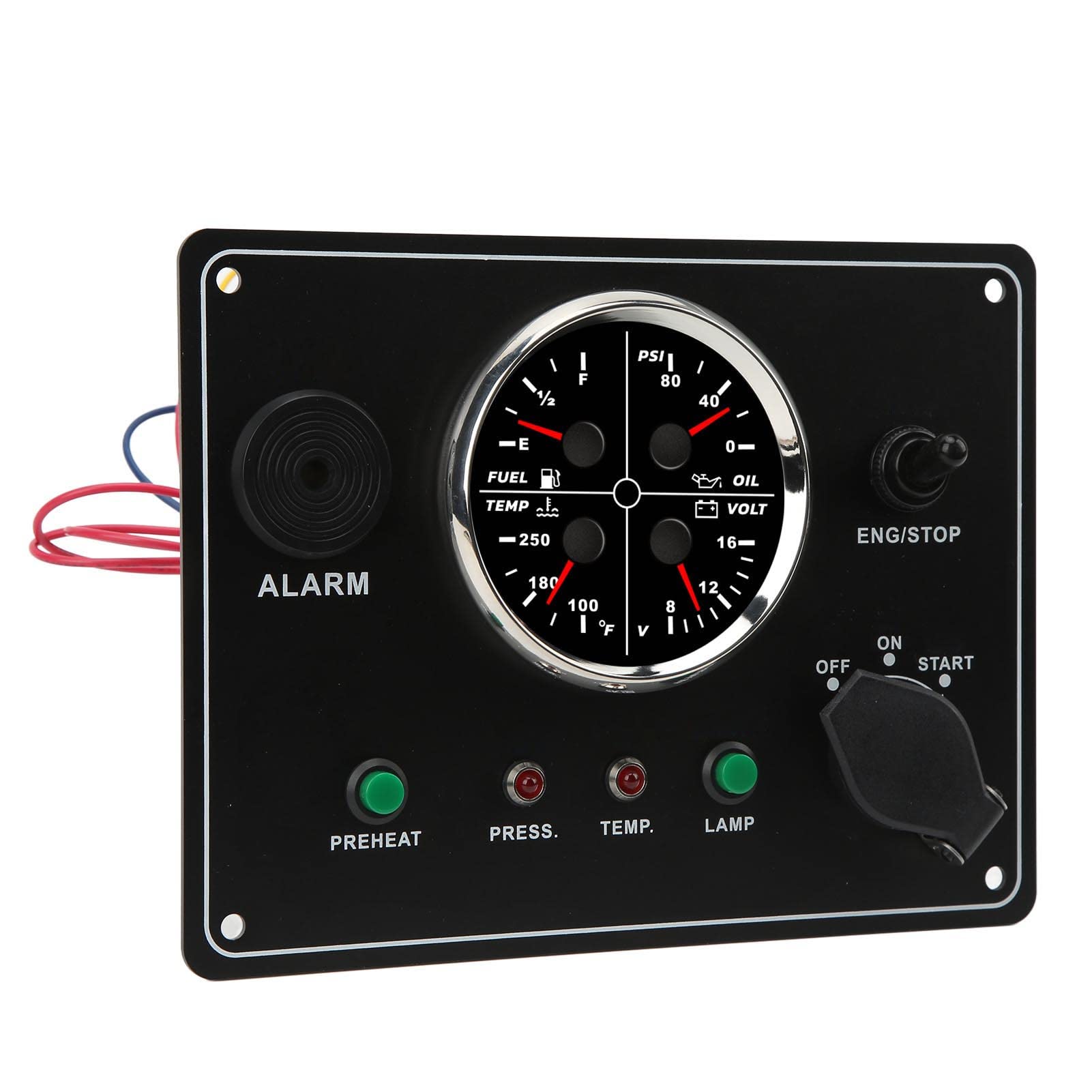 Kombiinstrument Messgerät, 4-in-1-Zeigeranzeige mit Öldruck Ölstand Wassertemperatur und Spannung, Dashboard-Anzeige und Rundinstrument für Fahrzeug Armaturenbrett