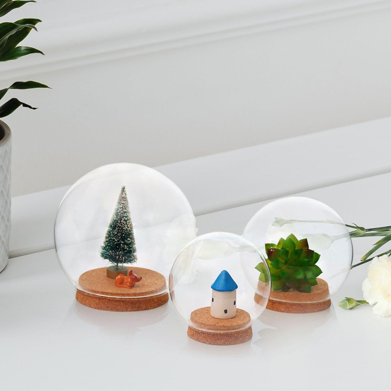 predolo Rundes Glas-Cloche-Kugelglas mit Kuppel, Tischdisplay mit Sockel, 20 cm