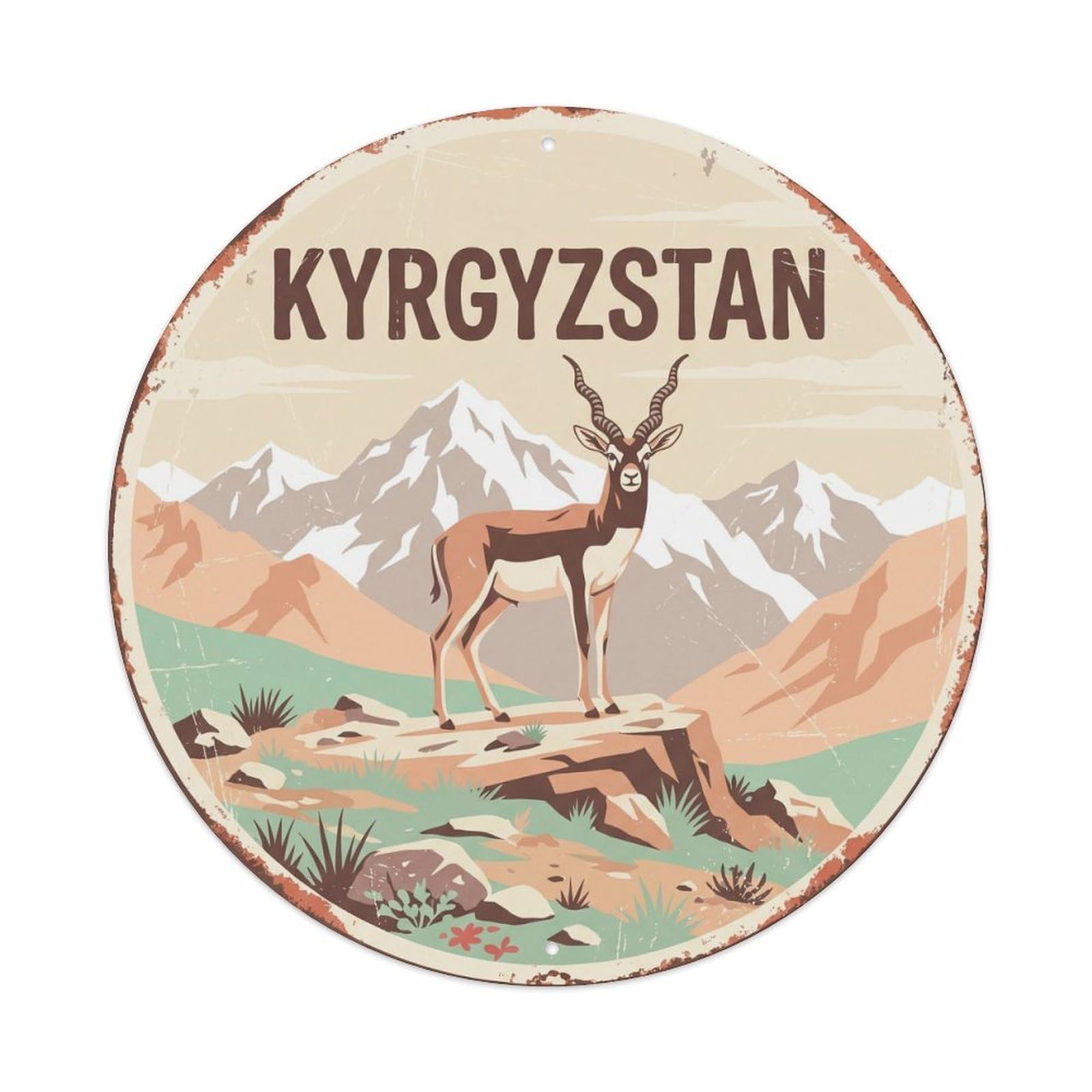 Kyrgyzstan Blackbuck Highland Plateau Metal Tin Sign