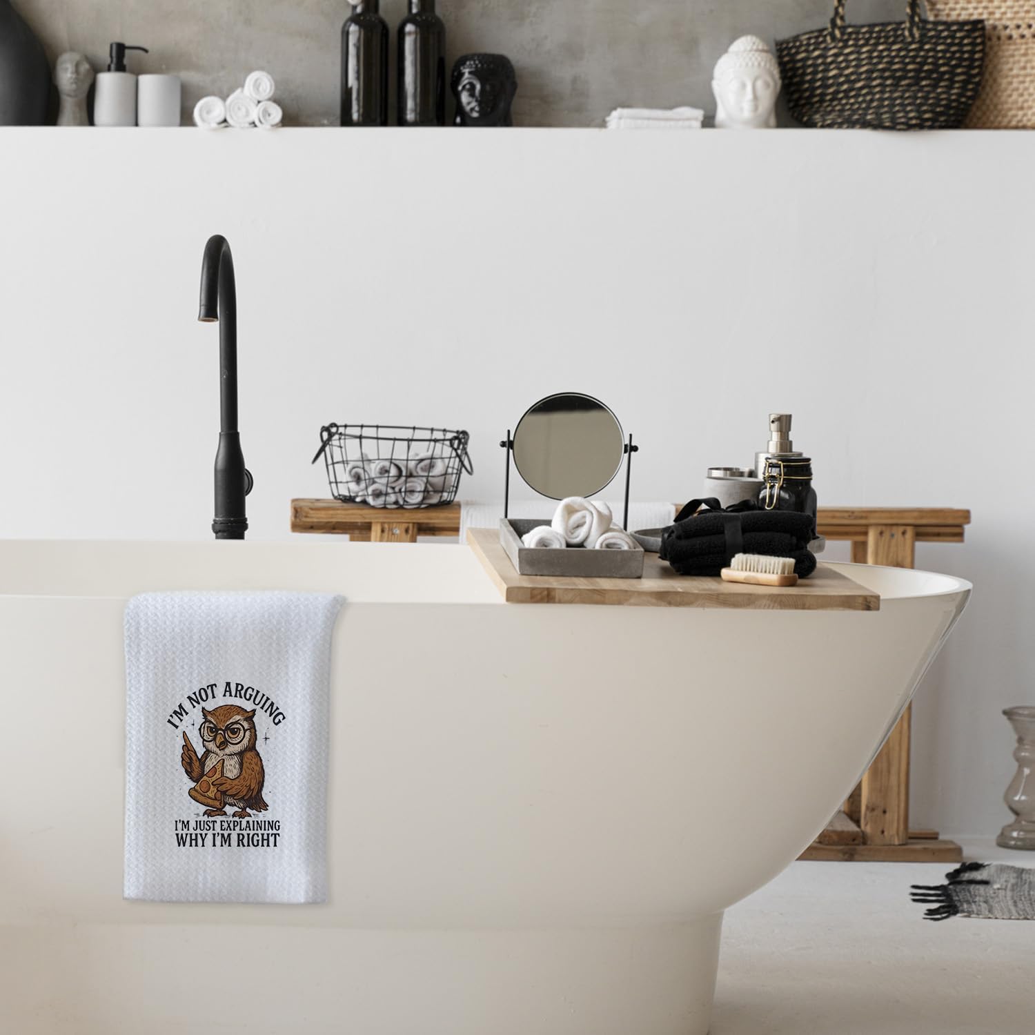 Chicimln Funny Owl Kitchen Towels, Gifts for Owl Loves Decorative Hand Towels for Bathroom, I'm Just Explaining Why I'm Right Dish Tea Towel Drying Cloth for Kitchen Decor, 16x24 Inch - Image 6